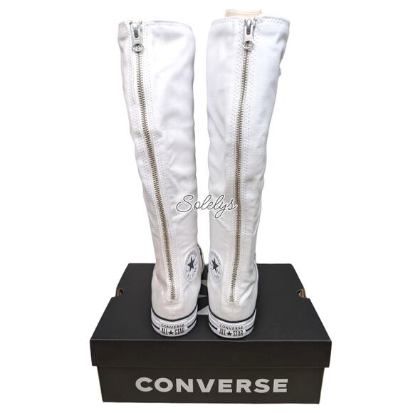 Converse XXHI Knee High Sneaker Boot White Green Yellow Elastic Laces Womens 7 - Picture 3 of 11